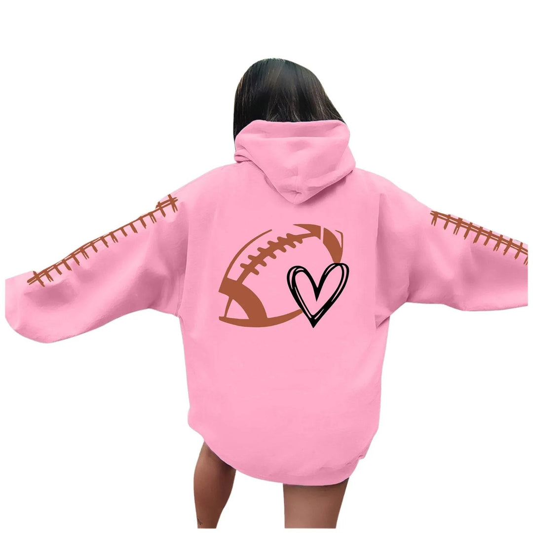 Damehoodie med kreativ fotballmotiv og avslappet passform Skjora