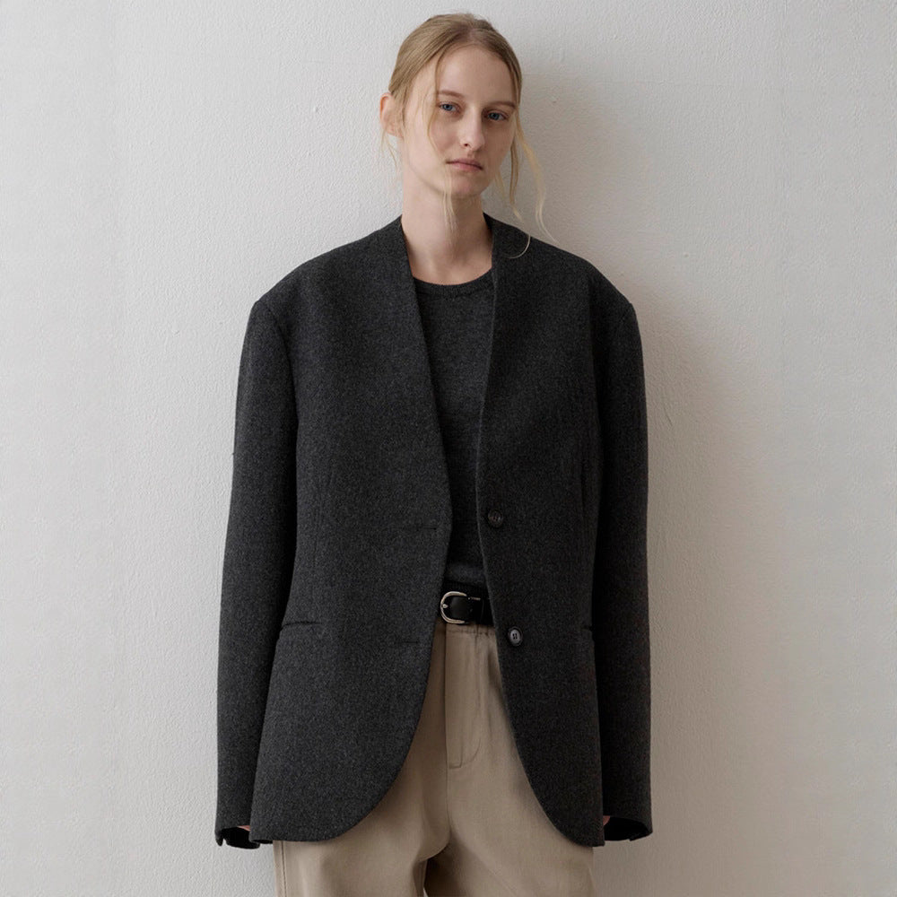 Dame elegant strikk blazere med asymmetrisk snitt Skjora