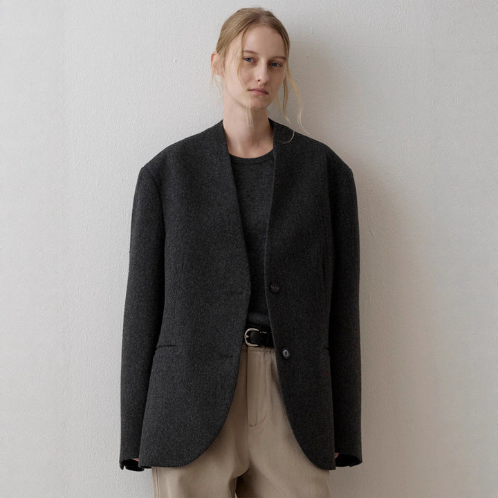 Dame elegant strikk blazere med asymmetrisk snitt Skjora