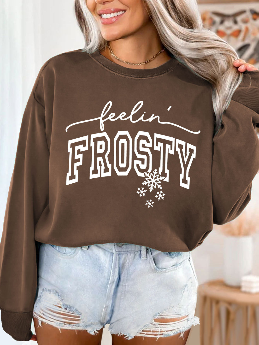 Dame sweatshirt med grafisk trykk Skjora