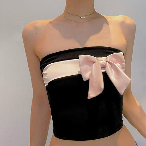Dame bandeau topp med elegant sløyfedesign Skjora