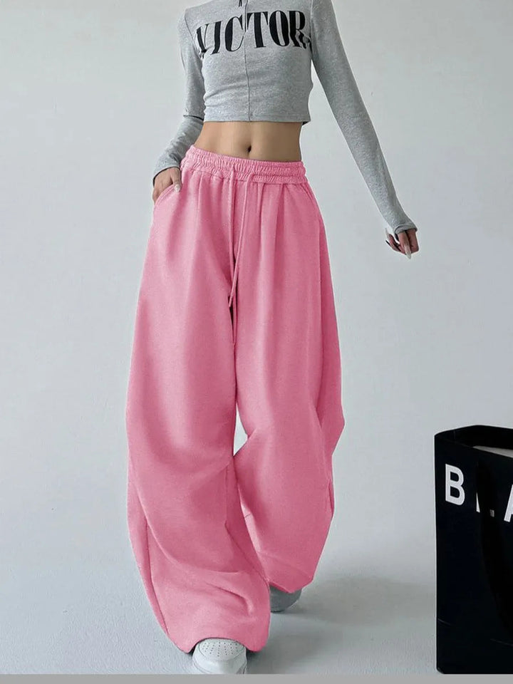 Kvinnelige Komfortable Overdimensjonerte Joggebukser med Elastisk Gummibånd Skjora