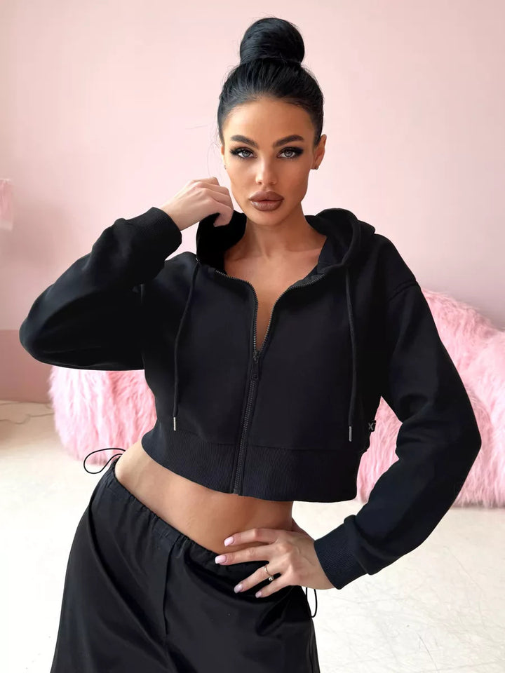 Kvinners kortermet Zip-Hoodie Skjora