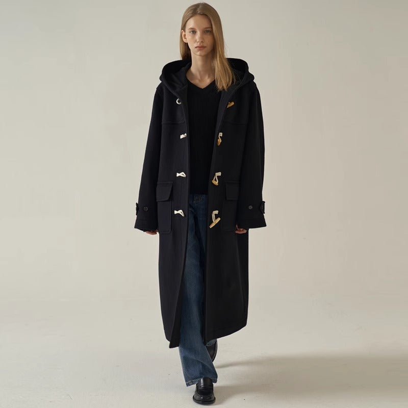 Dame lengre Dufflecoat med hette Skjora