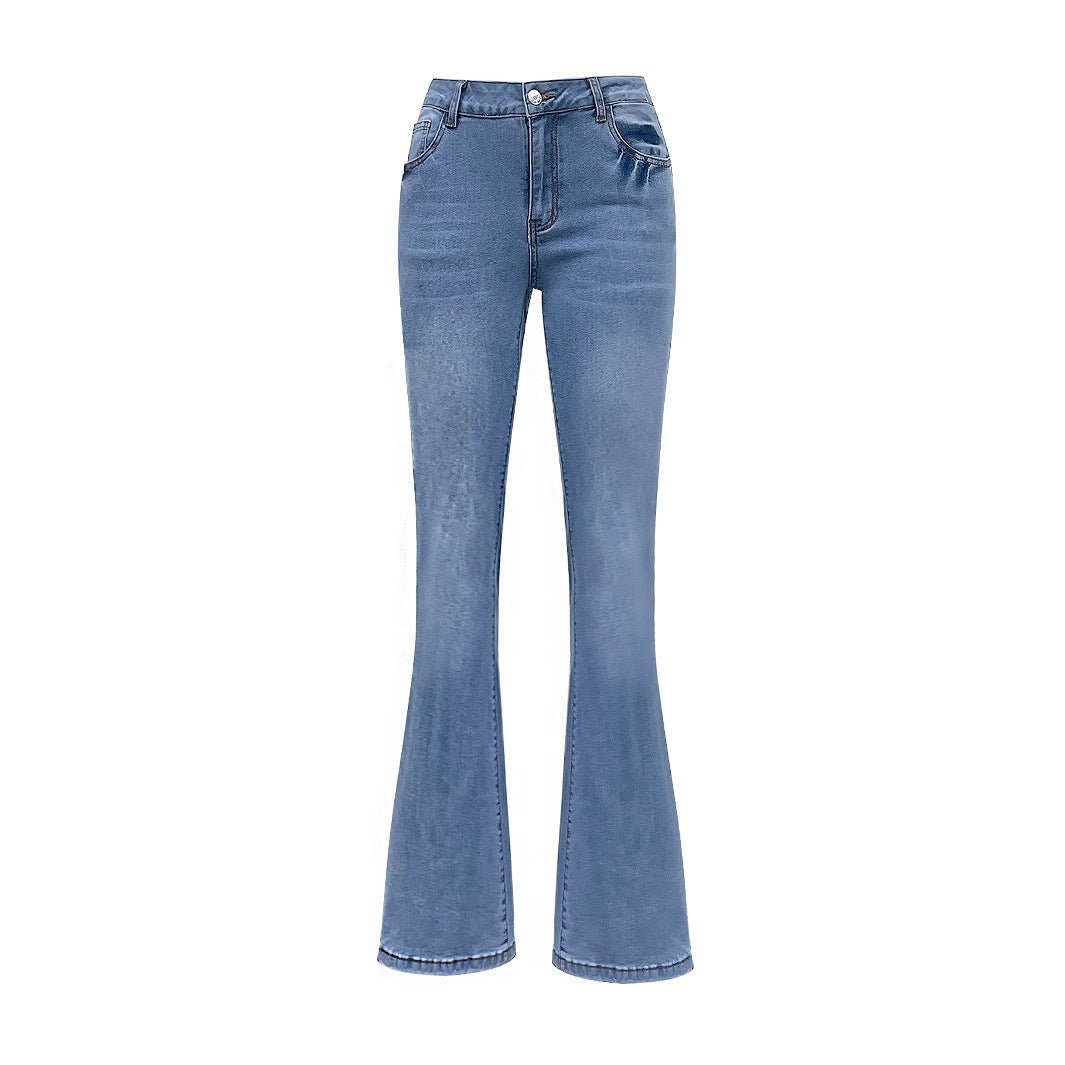 Kvinnelige utsvingte jeans med dekorative sløyfer Skjora