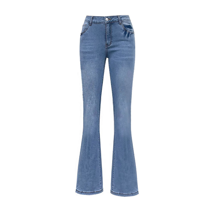 Kvinnelige utsvingte jeans med dekorative sløyfer Skjora