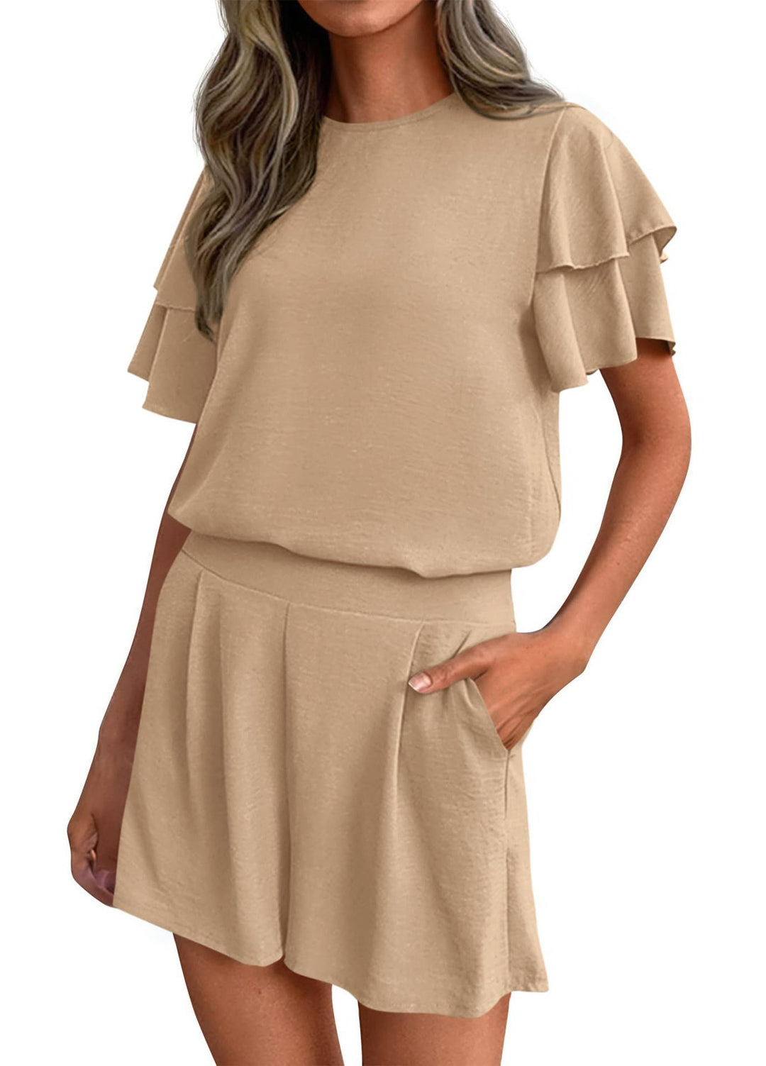 Dame Lekenes Jumpsuit med Volangdetaljer og side lommer Skjora