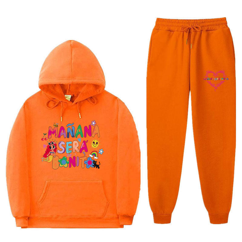 Kvinne Sweatshirt og Joggebukse Sett med Fargerik Trykk Skjora