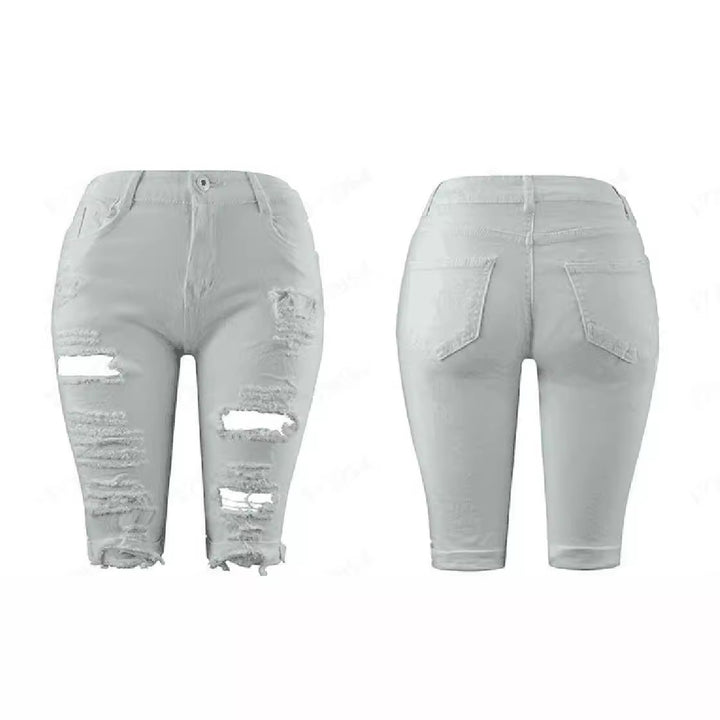 Damene Destroyed Denim-bukser med avslappet passform og stilige rippe-detaljer Skjora