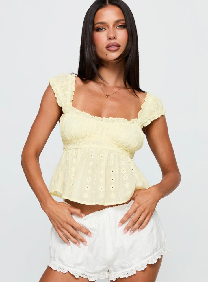 Dame Lett sommertopper med romantiske blonder detaljer Skjora