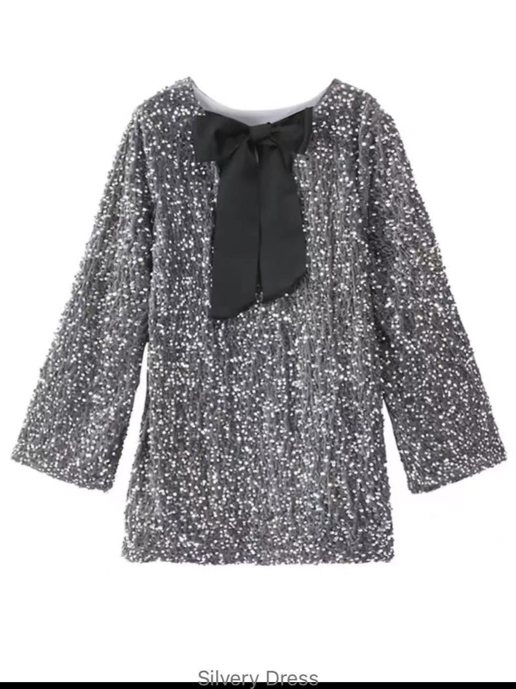 Kvinne Glamorous Mini Kjole med Glitrende Paljetter og Elegant Puff Ermer Skjora