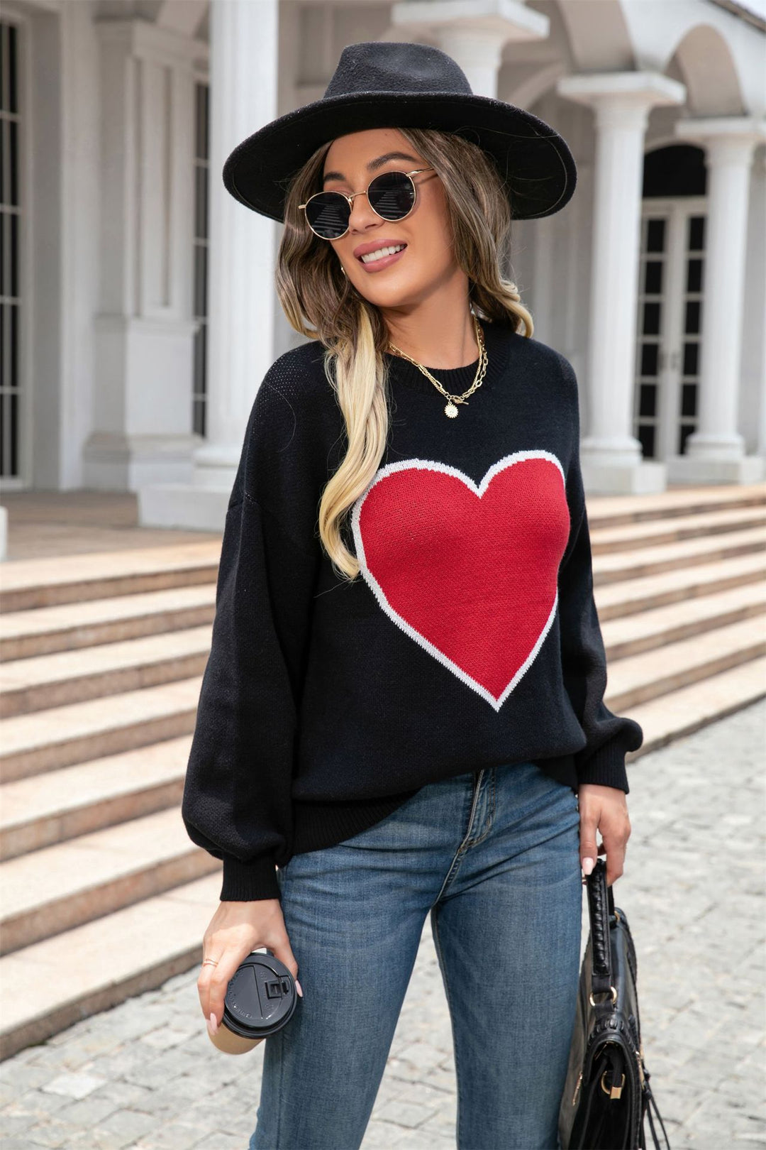Kvinne sweatshirt med hjerte design Skjora