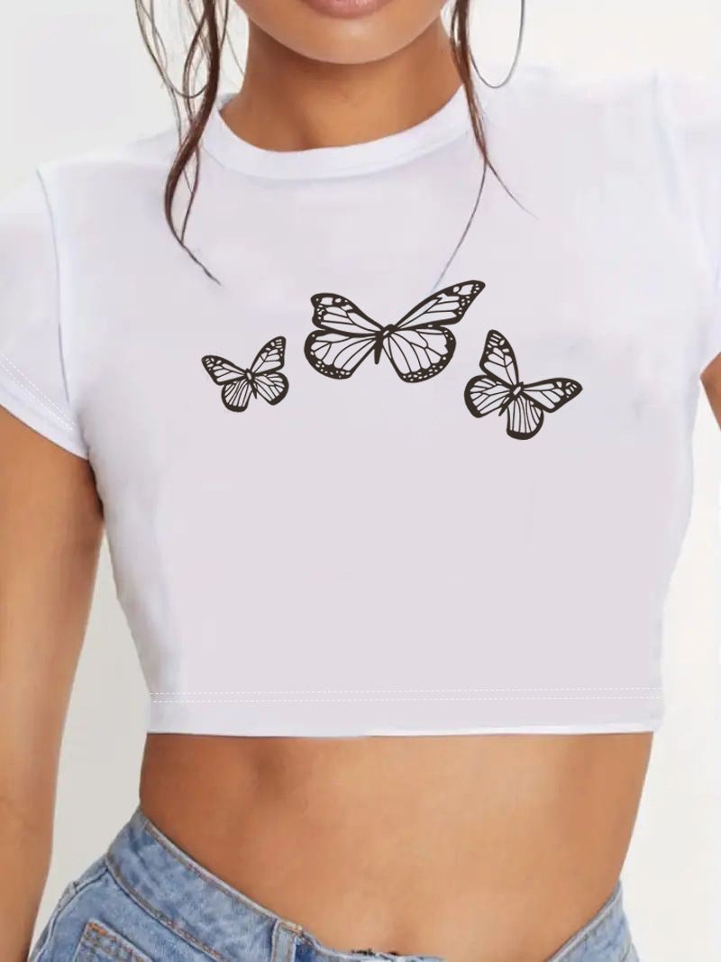 Dame Crop-Top med innovativt spindelnett-design Skjora