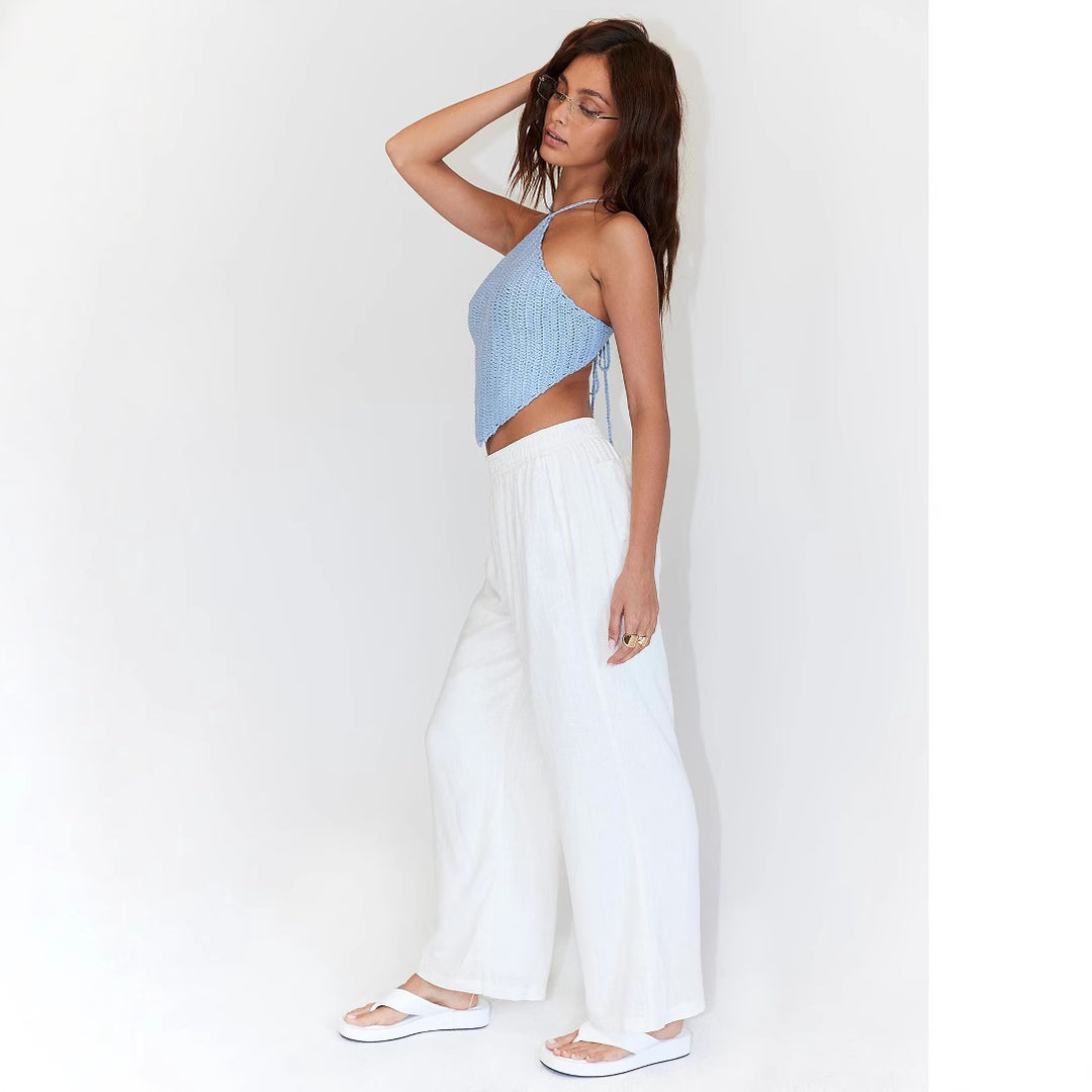Dame heklet topp med asymmetrisk snitt Skjora