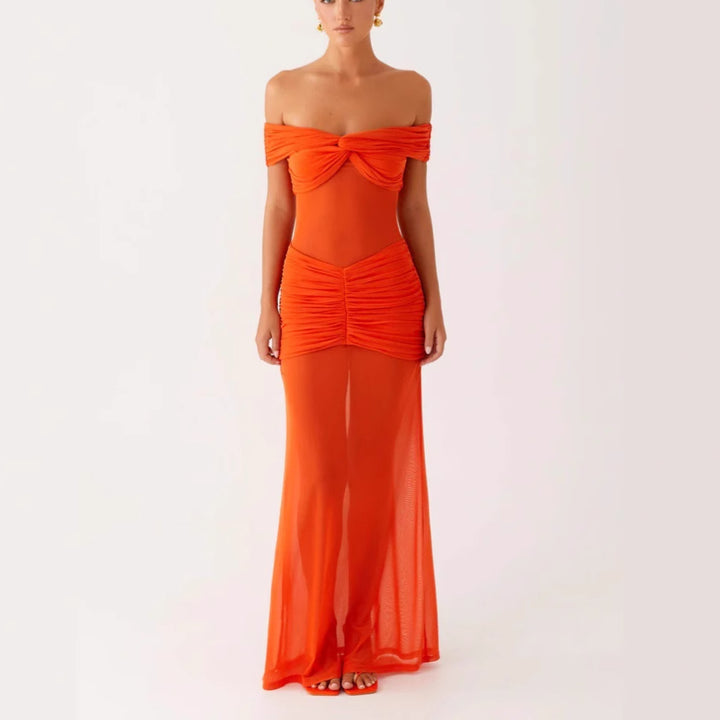 Damer Off-Shoulder Maxikjole med raffinerte draperinger Skjora