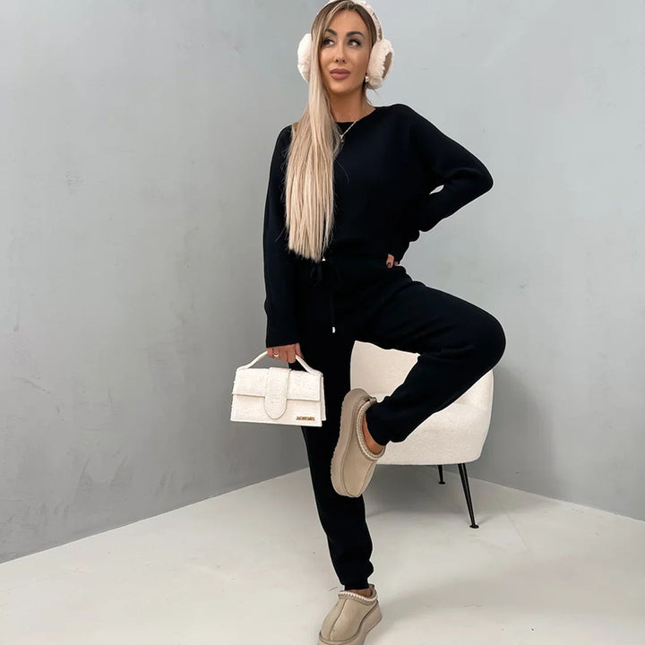 Kvinne Komfortabel Fleece Lounge Sett med Elastisk Liv og Mykt Materiale Skjora