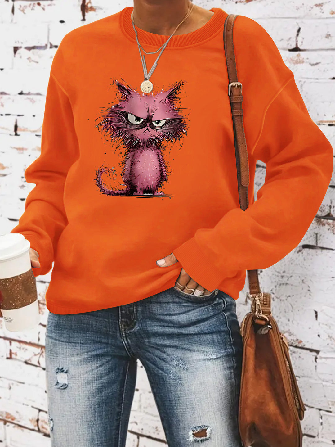 Kvinnegenser med kreativ kattemotiv Skjora