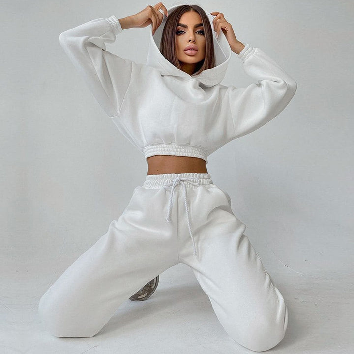 Kvinne sporty cropped treningsdrakt med høy krage og elastisk midje Skjora