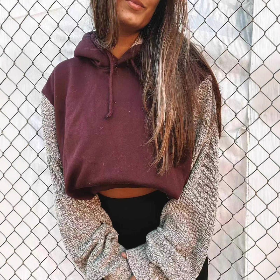 Dame avslappet hettegenser med teksturerte ermer Skjora