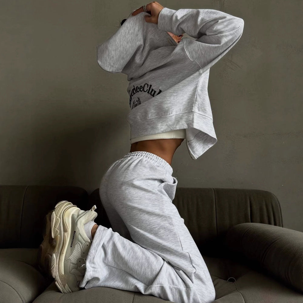 Dame Loungewear Sett med Hettegenser og Vide Bukser Skjora