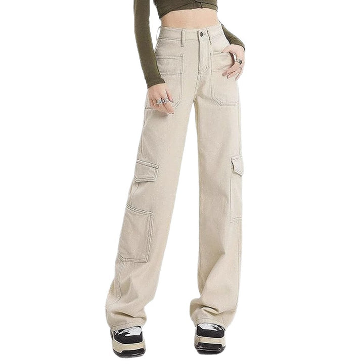 Dame Cargo-Jeans med høy midje og praktiske lommer Skjora