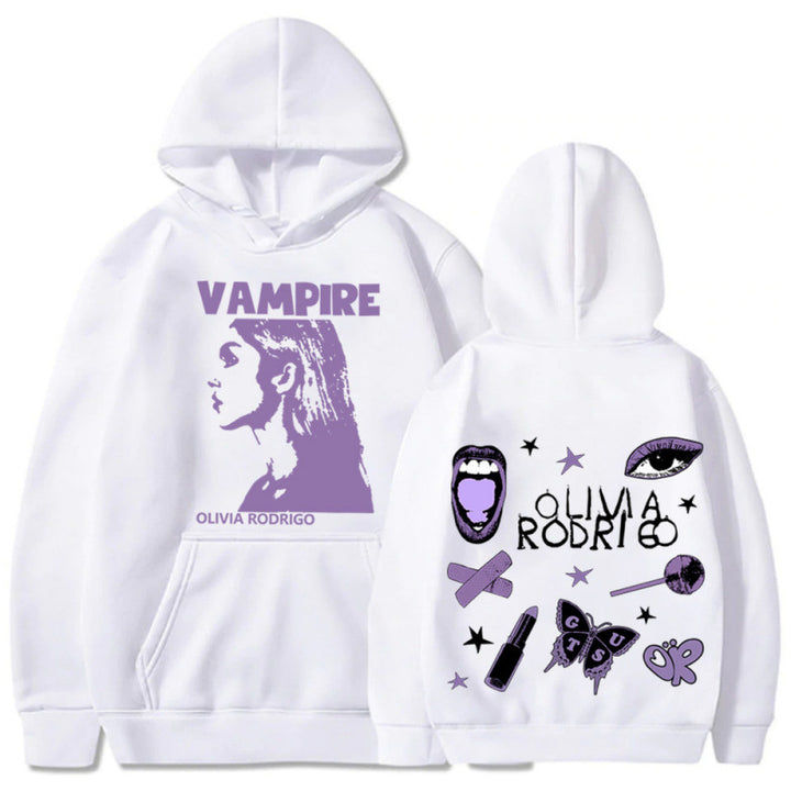 Kvinnehettegenser med kunstnerisk vampyrtrykk og oversized passform Skjora