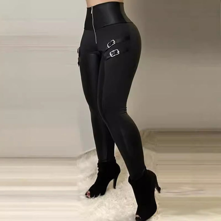 Dame Høyt midje leggings med stilige spenne-detaljer Skjora