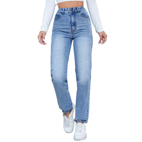 Damer høyde midje jeans i moderne straight-leg snitt Skjora