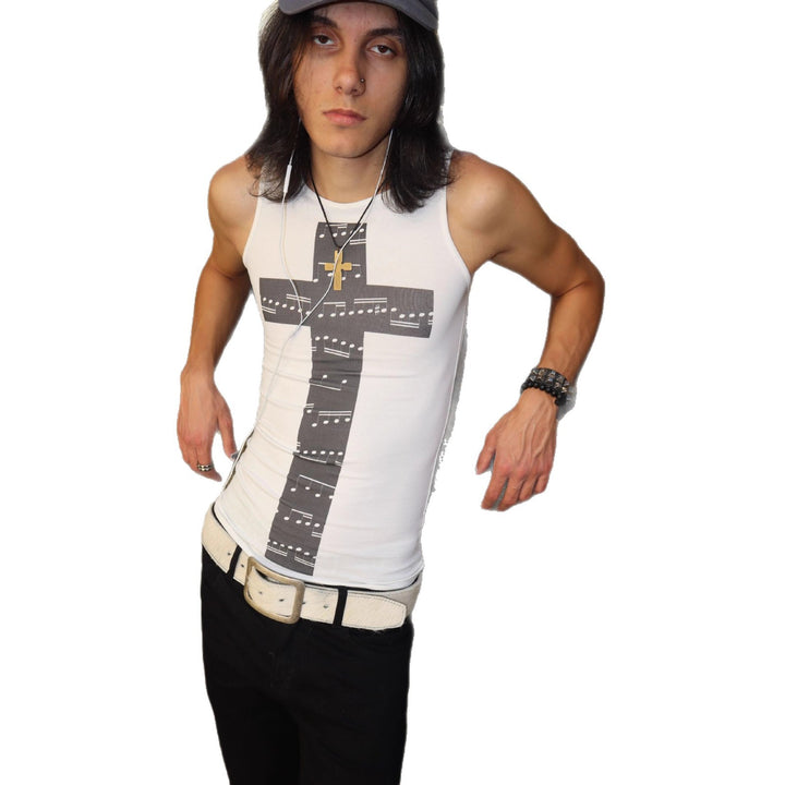 Dame tanktop med kreativt notedesign og tettsittende snitt Skjora