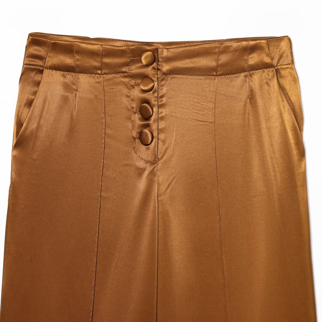 Damer elegant culotte-bukse med knapppdetaljer og høy midje Skjora
