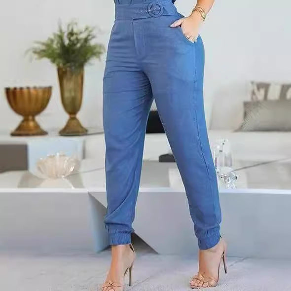 Dame casual jumpsuit med volangdetaljer og justerbart midjebånd Skjora