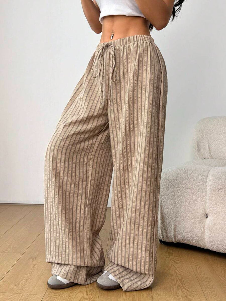 Dame casual høy midje bukser i stripet design Skjora