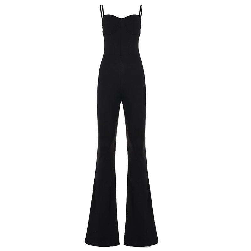 Dame Flared Jumpsuit med strapless topp og figurnær silhuett Skjora