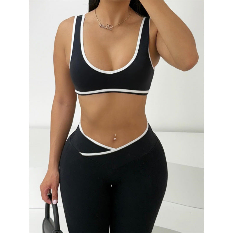 Women's Sporty Two Piece Set with Crop Top and Flared Leggings Skjora