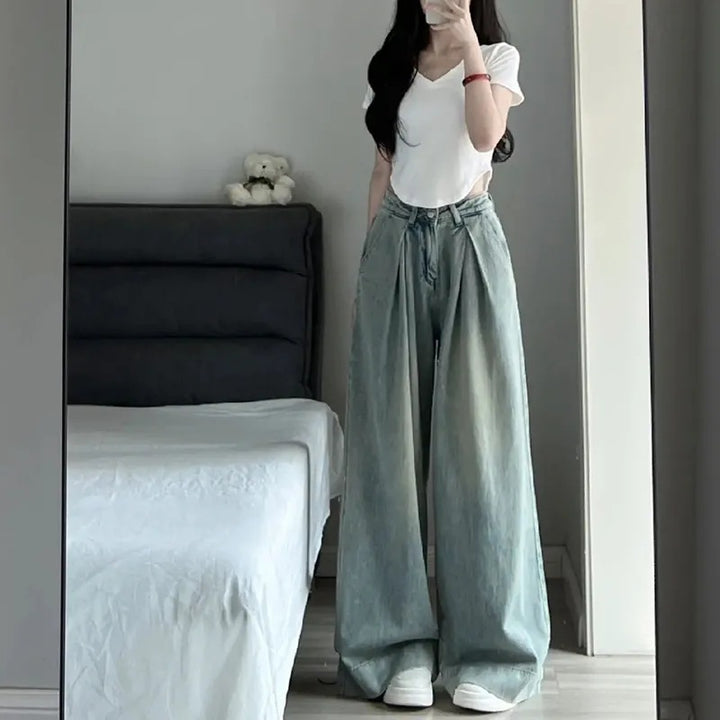 Damer Bred Klipping Høy Midje Jeans Skjora