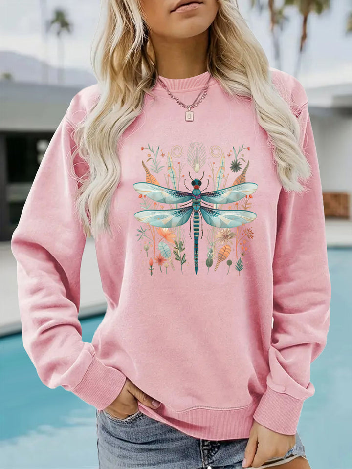 Kvinnegenser med unikt libelletrykk og botanisk design Skjora