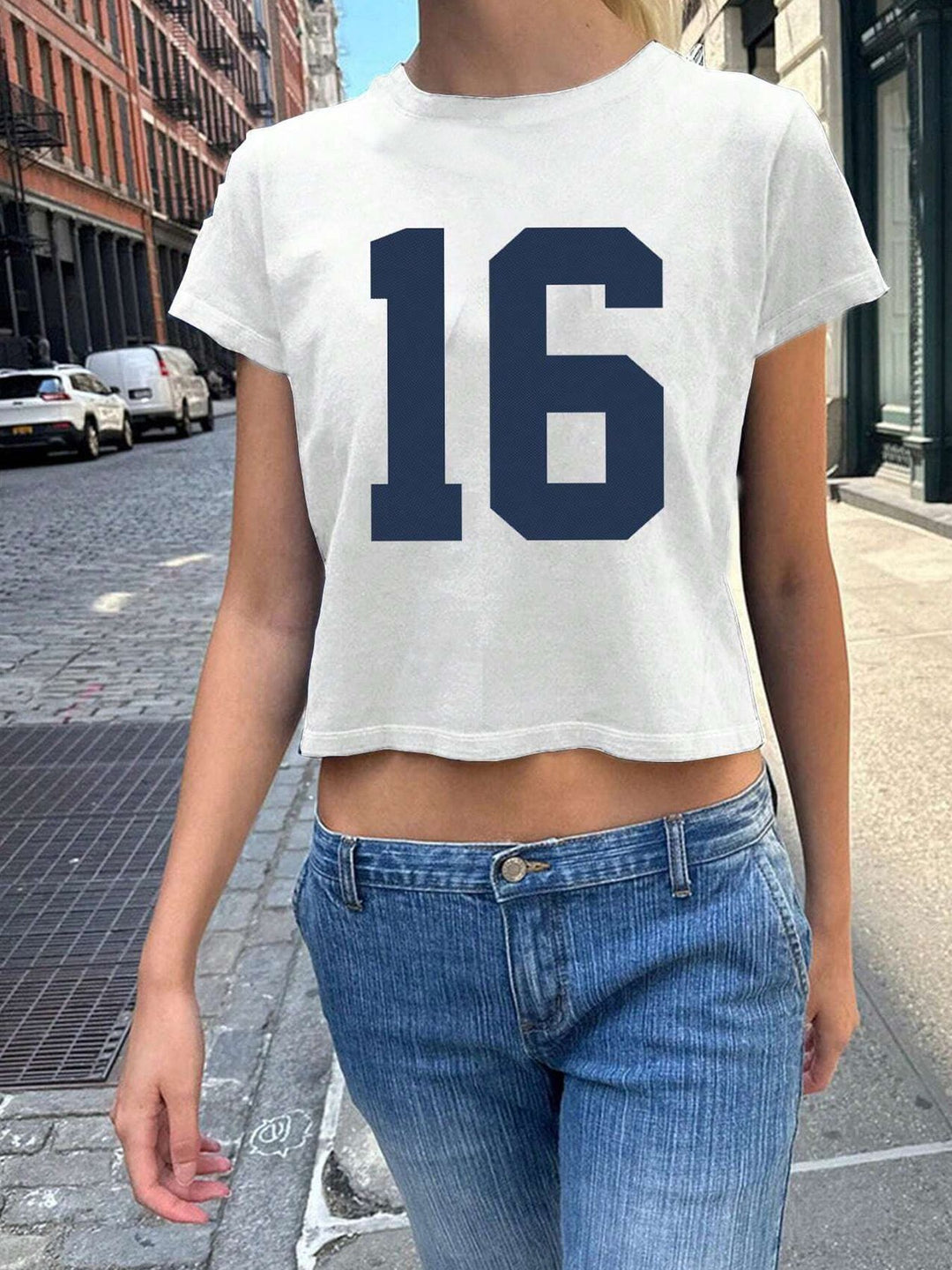 Damer Crop-T-skjorte med kunstnerisk blodtrykksdesign Skjora