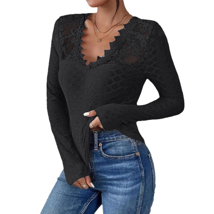 Damer Elegant Blonde Topp med V-Hals Skjora