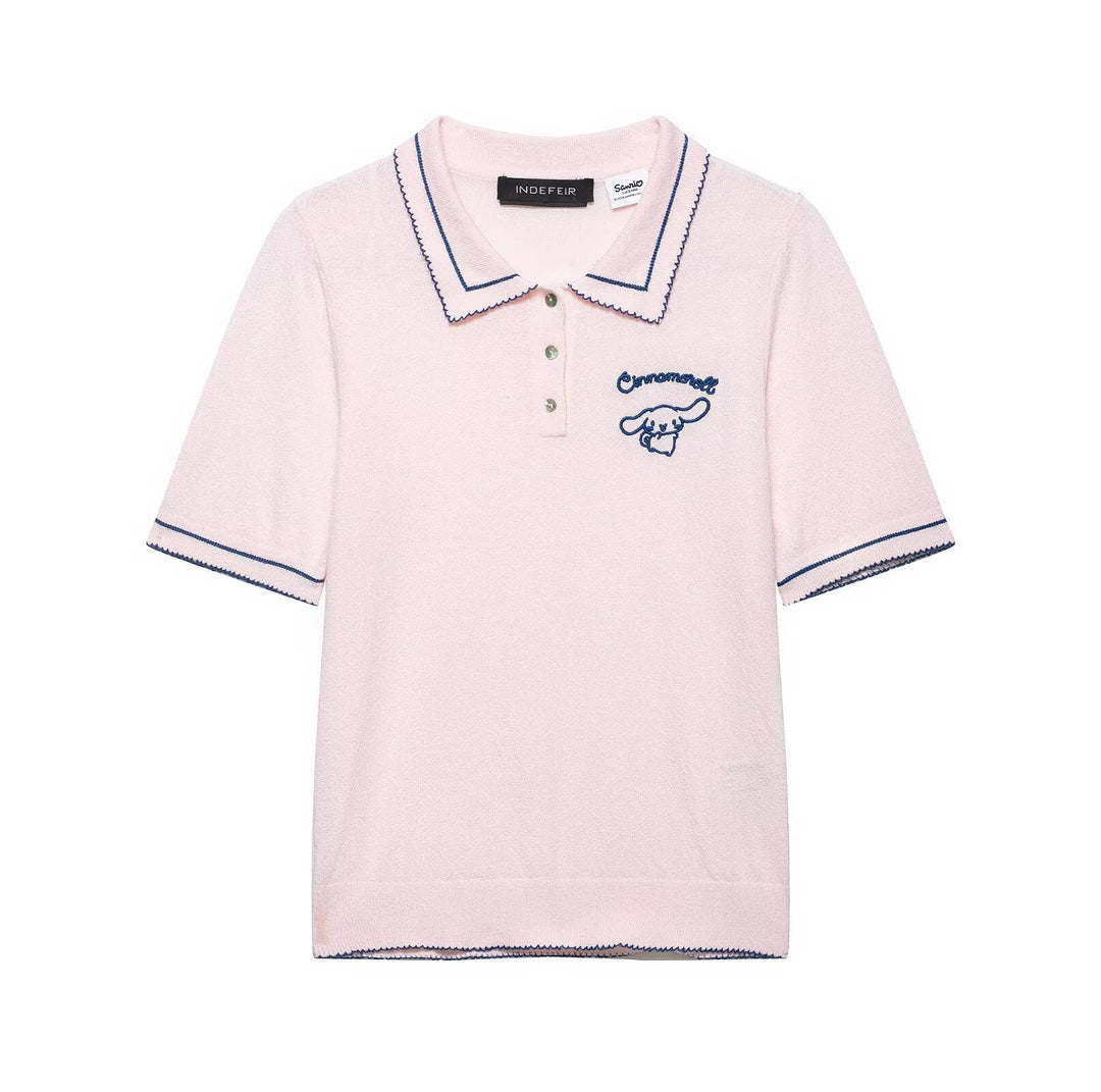 Dame Polo-Skjorte med fin struktur og brodert motiv Skjora