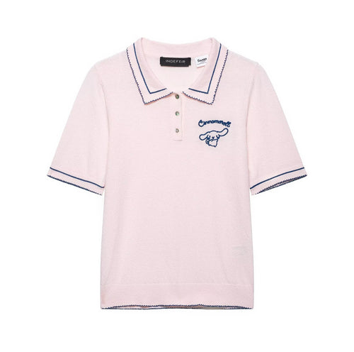 Dame Polo-Skjorte med fin struktur og brodert motiv Skjora