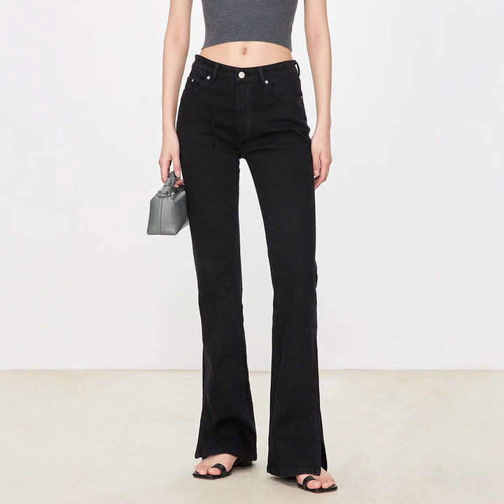 Kvinnelige bootcut jeans i vintage stil med høy midje Skjora