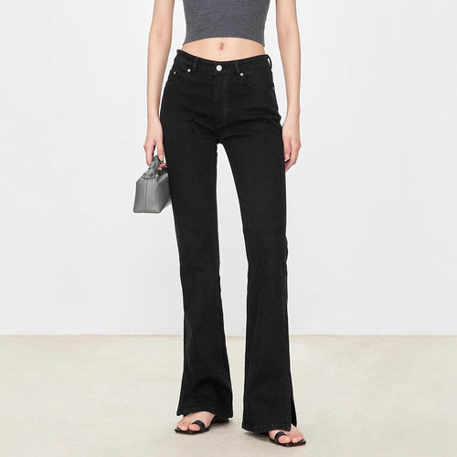 Kvinnelige bootcut jeans i vintage stil med høy midje Skjora