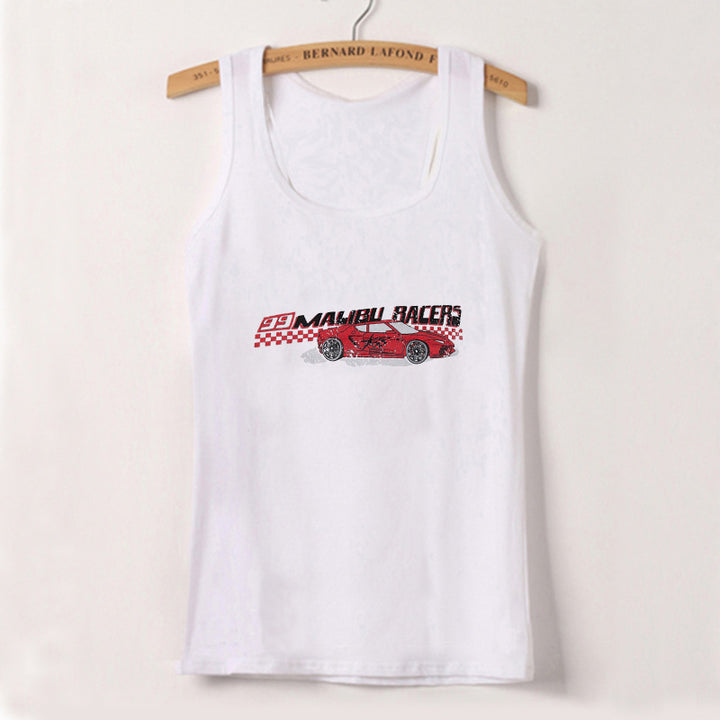 Dame cropped T-skjorte med retro racingbil-motiv Skjora
