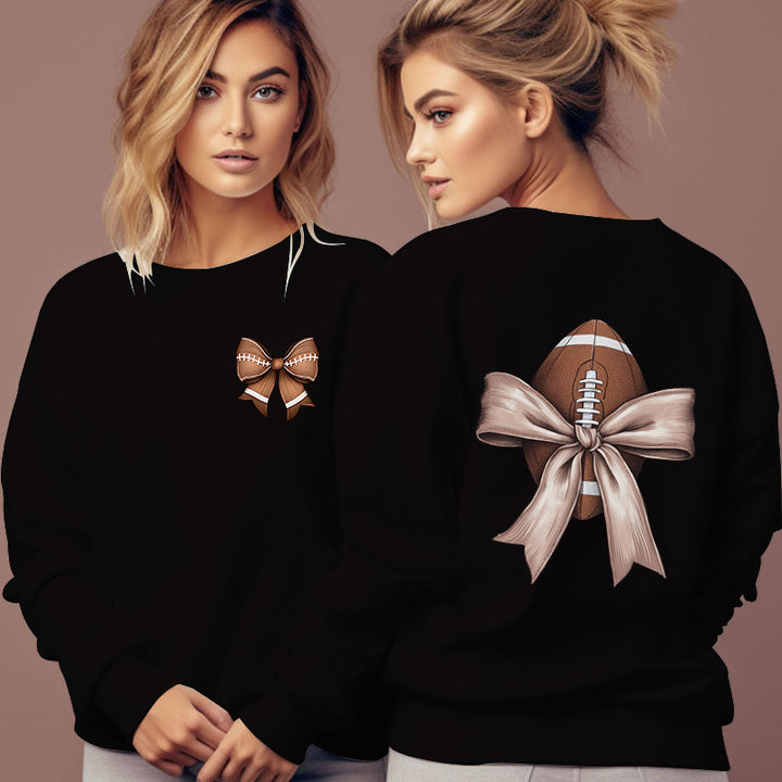 Dame sweatshirt med søtt fotballmotiv og sløyfeakcent Skjora