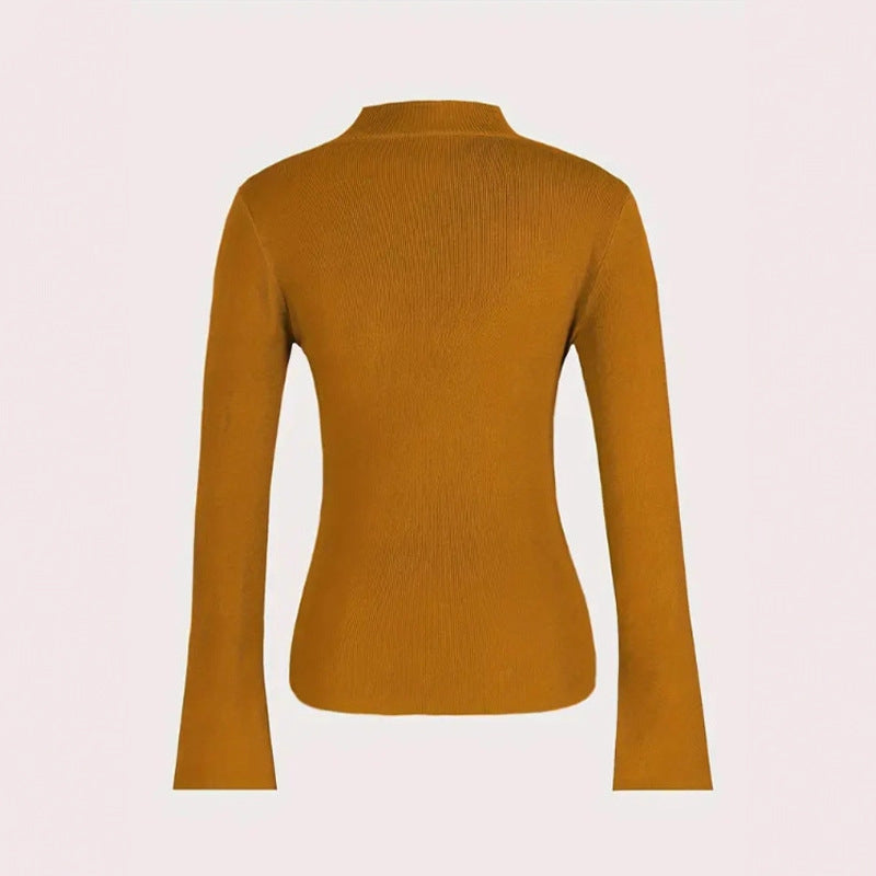 Kvinnes elegant strikke topp med allsidige knappdetaljer Skjora