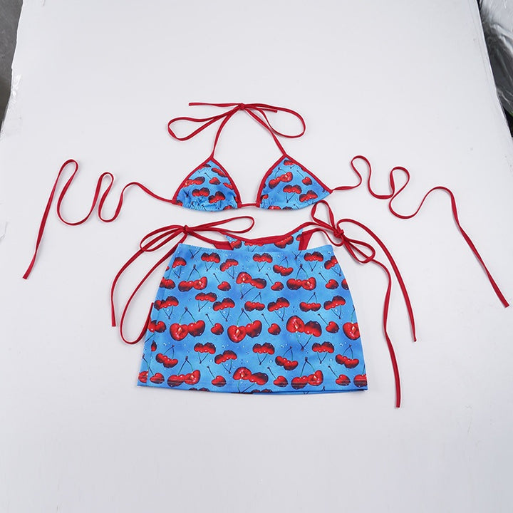 Dame Bikini-set med fruktig design og justerbare stropper Skjora