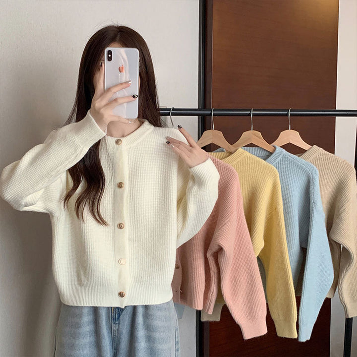 Damer Cozy Cardigan med Fin Strukturert Mønster og Knappe Detaljer Skjora