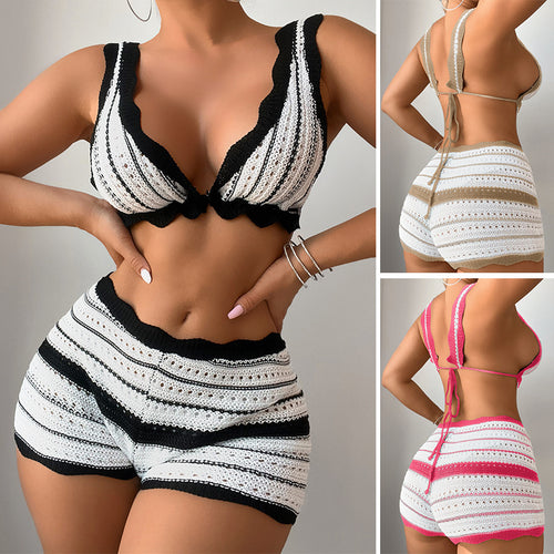 Damen Strickoberteil und Shorts Set Skjora