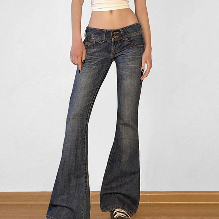 Dame Flared Jeans med høy midje og stilige detaljer Skjora