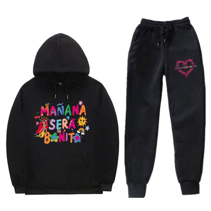 Kvinne Sweatshirt og Joggebukse Sett med Fargerik Trykk Skjora